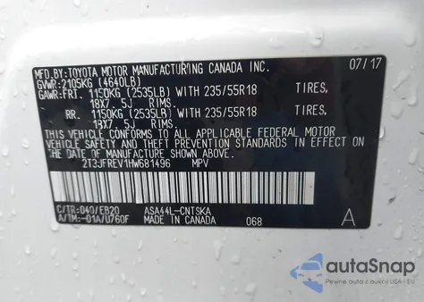 2017 Toyota Rav4 Se from USA, damaged, VIN 2T3JFREV1HW681496